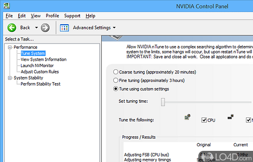 User interface - Screenshot of nVidia nTune