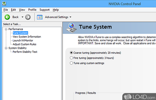 Context menu entries for enhanced ease of access - Screenshot of nVidia nTune