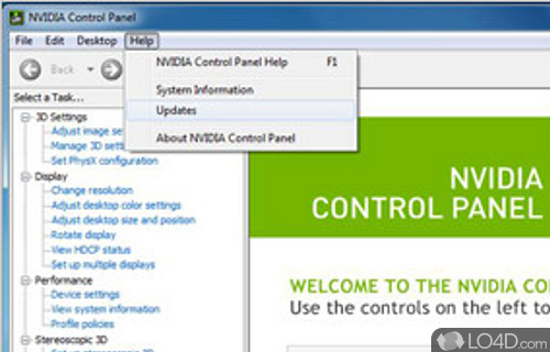 Screenshot of NVIDIA Update - User interface