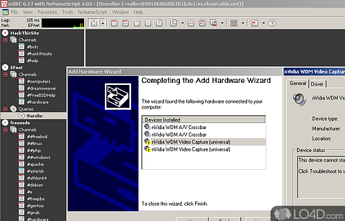 Screenshot of NVIDIA WDM Drivers - User interface