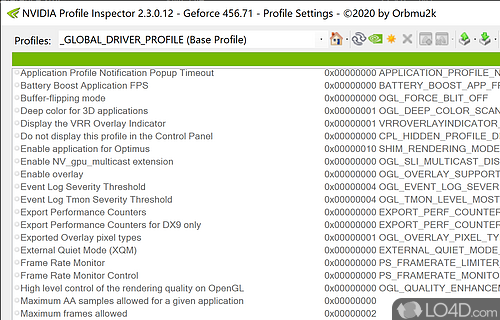 In-depth information about nVidia video cards - Screenshot of nvidiaProfileInspector