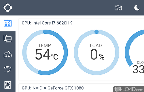 Monitors computer's performance with respect to the CPU usage, the GPU usage - Screenshot of NZXT CAM