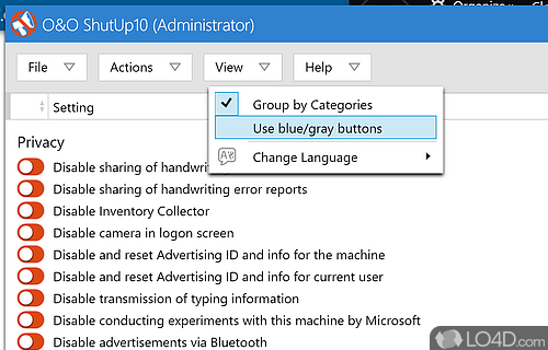 Disable telemetry, localization and tracking options - Screenshot of O&O ShutUp10