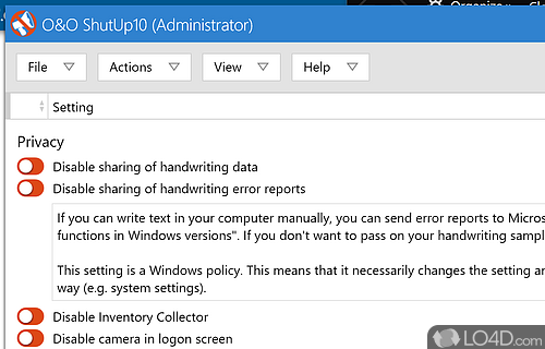Control all security settings in Windows 10 - Screenshot of O&O ShutUp10