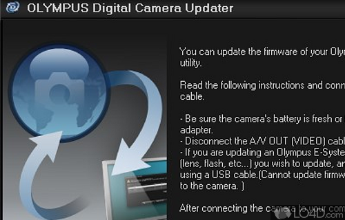 Screenshot of OLYMPUS Digital Camera Updater - User interface