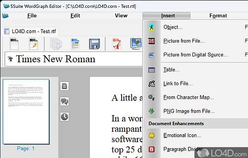 User interface - Screenshot of OmegaOffice HD+