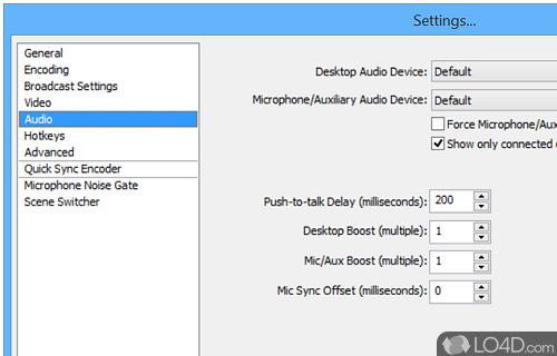 Creating and publishing live and recorded content - Screenshot of Open Broadcaster Software