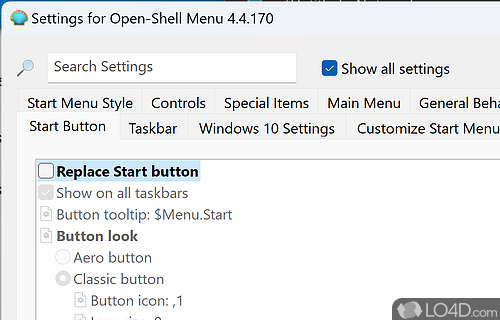 Restore Windows Start button and Start menu on Windows 10, 8 or 7 - Screenshot of Open Shell