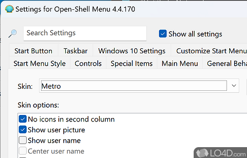 Start Menu - Screenshot of Open Shell
