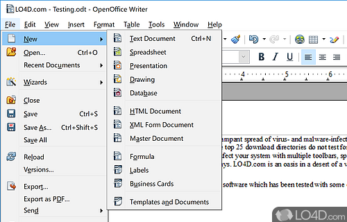 Alternative for Microsoft Office (Excel, Word, PowerPoint) - Screenshot of Apache OpenOffice