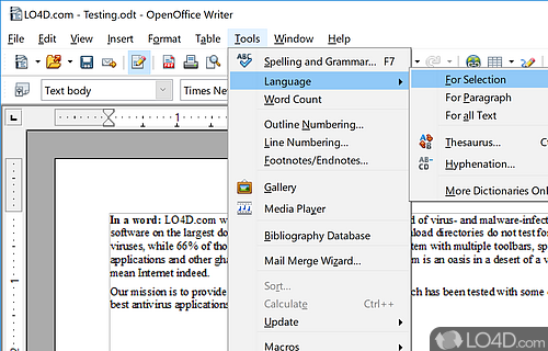 Writer: - Screenshot of Apache OpenOffice