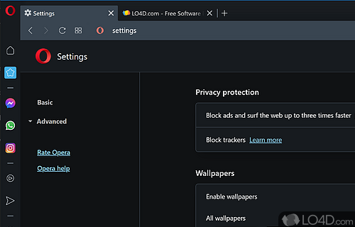 Private browsing - Screenshot of Opera Web Browser