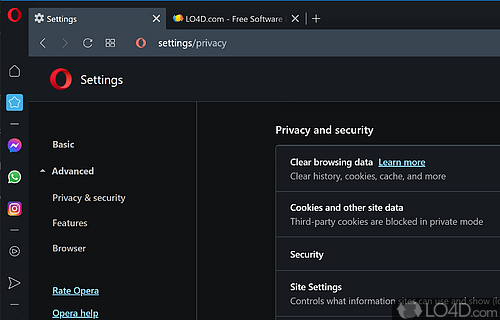 Built-in VPN and ad-blocker - Screenshot of Opera Web Browser