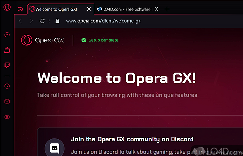 The GX Control keeps you updated about the CPU and RAM usage - Screenshot of Opera GX