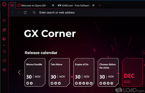 Made for gamers - Screenshot of Opera GX