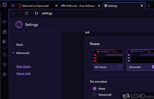 Browser for Gamers - Screenshot of Opera GX
