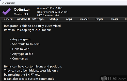 Installation needed - Screenshot of Optimizer