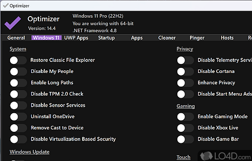 Optimizer Screenshot