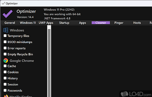 Configure - Screenshot of Optimizer