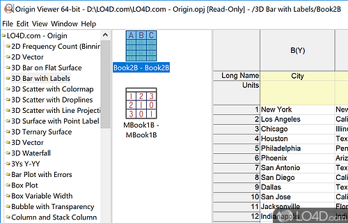 View OPJ files - Screenshot of Origin Viewer