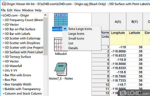 Free Origin Viewer - View and copy the contents of an Origin Project (OPJ)