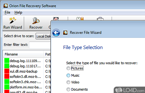 Orion File Recovery Software Screenshot