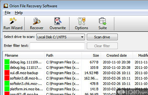Orion File Recovery Software Screenshot