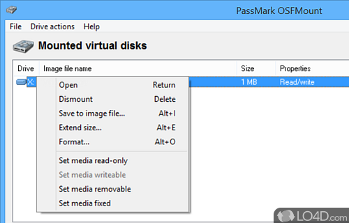 Create virtual disks - Screenshot of OSFMount