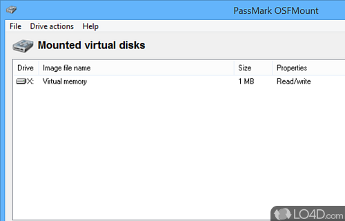 Software program to mount as many virtual disks as you want: image files, image files in RAM - Screenshot of OSFMount