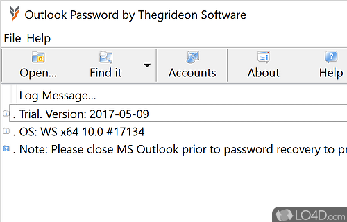 User interface - Screenshot of Outlook Password