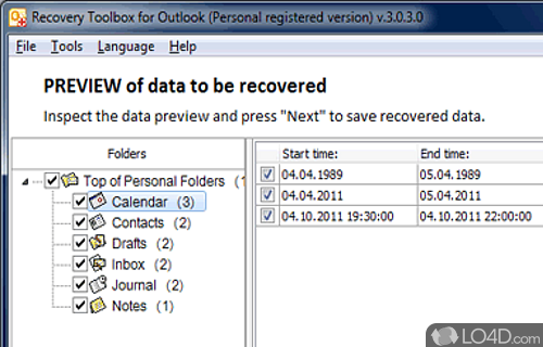 Outlook Recovery ToolBox Screenshot