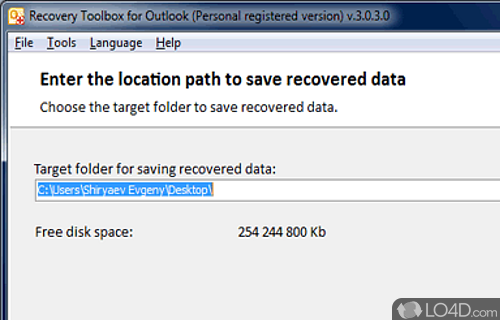 Outlook Recovery ToolBox Screenshot