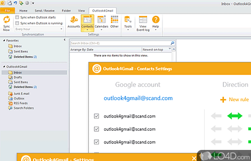 Screenshot of Outlook4Gmail - Synchronize Outlook and Gmail accounts by transferring all the important data like contacts and calendar events between them