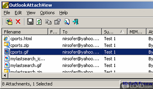 Screenshot of OutlookAttachView - Extract multiple attachments from multiple Outlook accounts