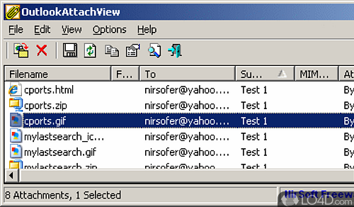 OutlookAttachView Screenshot