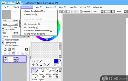 Atypical interface with an efficient and intuitive layout - Screenshot of PaintTool SAI