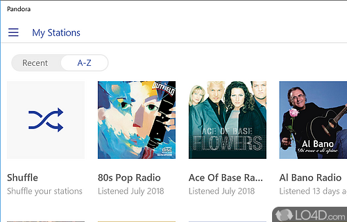 Hundreds of free radio stations - Screenshot of Pandora