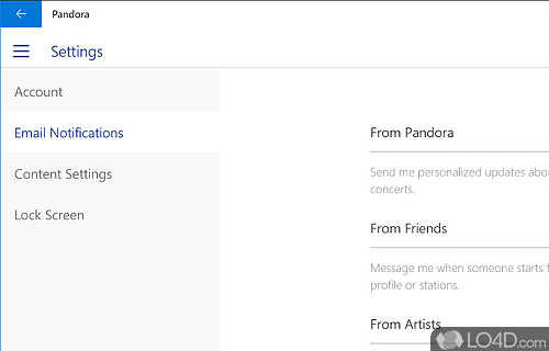 User interface - Screenshot of Pandora