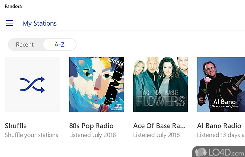 Listen to music recommendations - Screenshot of Pandora