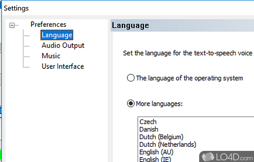 Select the voice, volume and speed of reading - Screenshot of Panopreter Basic