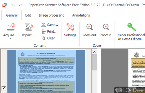 Powerful scanning software that can operate a wide variety of image adjustments so enhance the appearance of photos - Screenshot of PaperScan Free