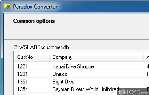 Screenshot of Paradox Converter - Convert Paradox database files into XLS, XML, CSV, TXT, HTML, RTF, SQL
