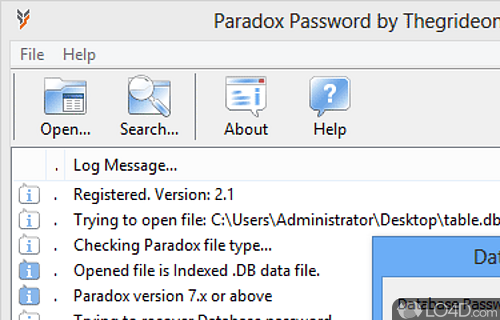 Screenshot of Paradox Password - Retrieve Paradox database password