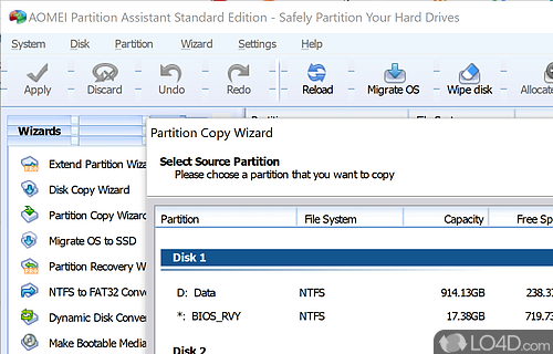 Partition your hard disk with ease for free - Screenshot of AOMEI Partition Assistant Standard