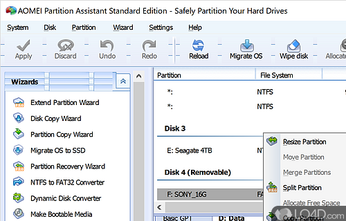 Aomei Partition Assistant - Screenshot of AOMEI Partition Assistant Standard