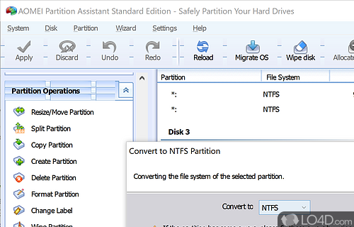 Disk Copy Wizard - Screenshot of AOMEI Partition Assistant Standard