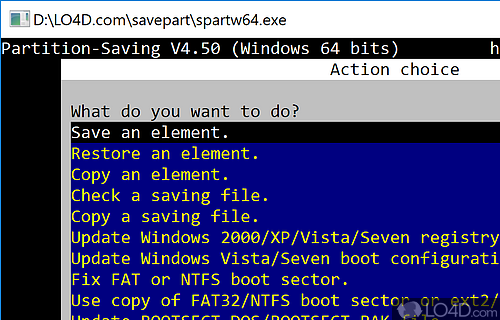 Save, restore and copy hard-drives, partitions, floppy disks, and DOS devices - Screenshot of Partition Saving