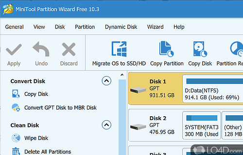 Keep home computer's hard disk drive of errors and manage its partitions - Screenshot of MiniTool Partition Wizard Free