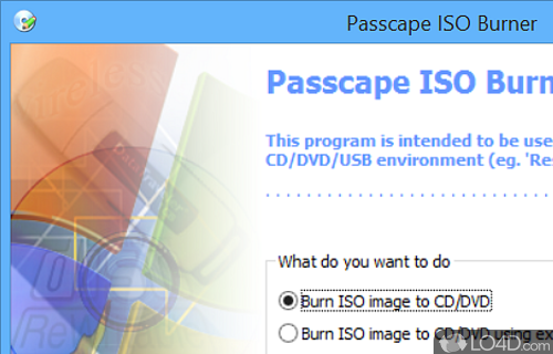 Screenshot of Passcape ISO Burner - Intuitive wizard to quickly get you through