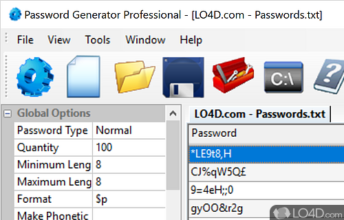 User interface - Screenshot of Password Generator Pro